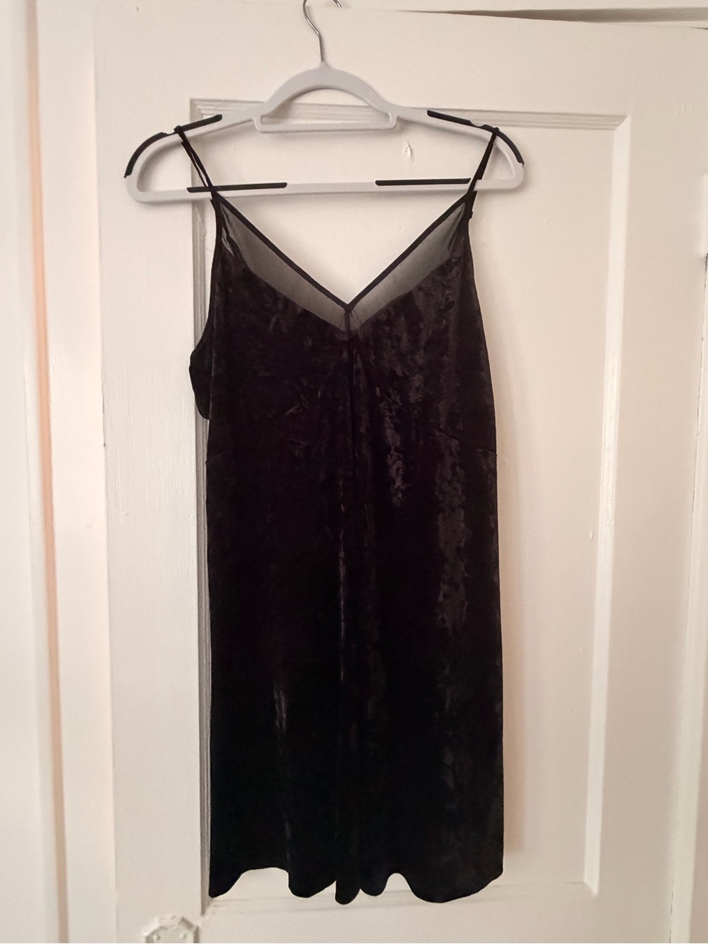 Xhilaration Black Velvet Slip with Sheer V-Neck